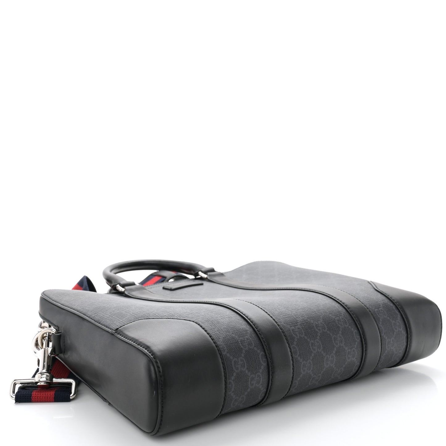 GG Supreme Monogram Appia Calfskin Web Briefcase Black