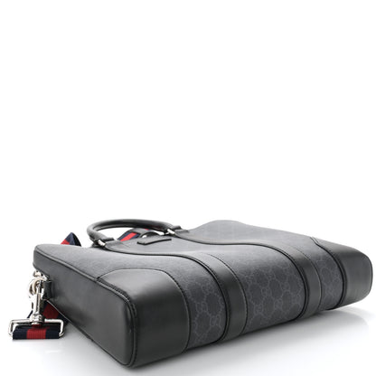 Gucci GG Supreme Monogram Appia Calfskin Web Briefcase Black 4 of 12