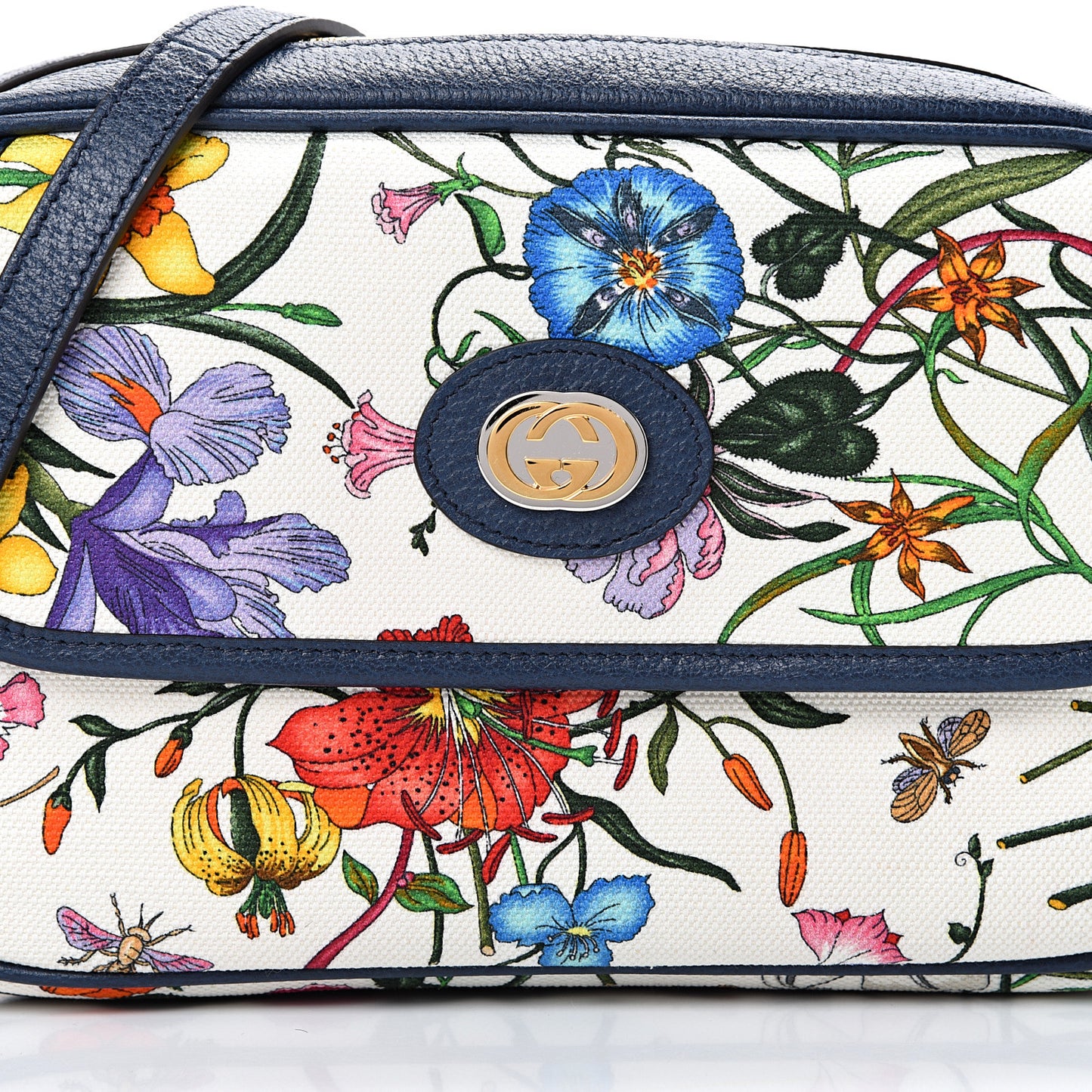 Canvas Flora Floral Shoulder Bag White Blue Agata Mulitcolor