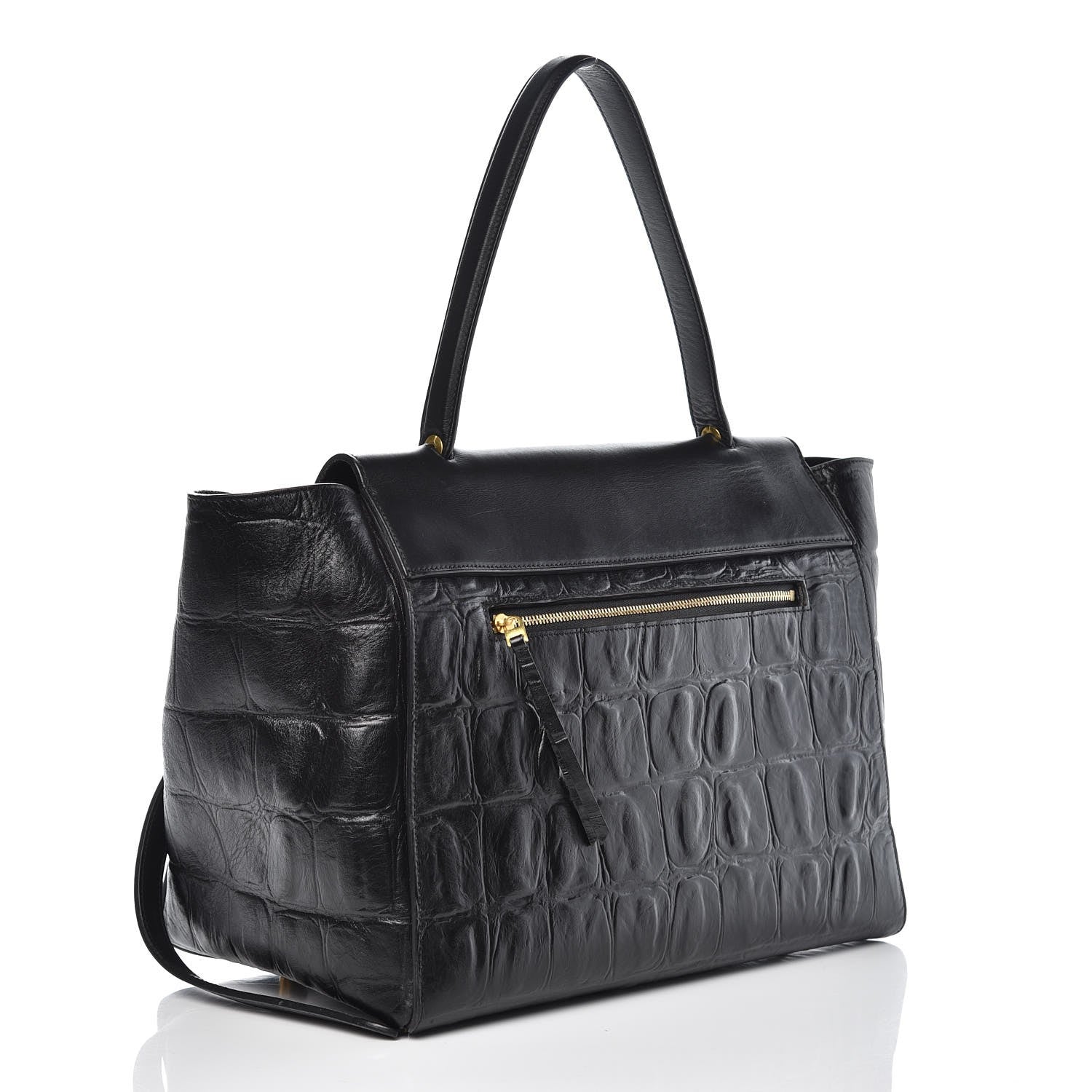 Celine Calfskin Crocodile Embossed Small Belt Bag Black 3 of 8