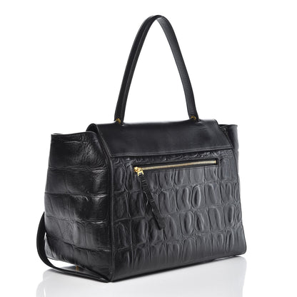 Celine Calfskin Crocodile Embossed Small Belt Bag Black 3 of 8