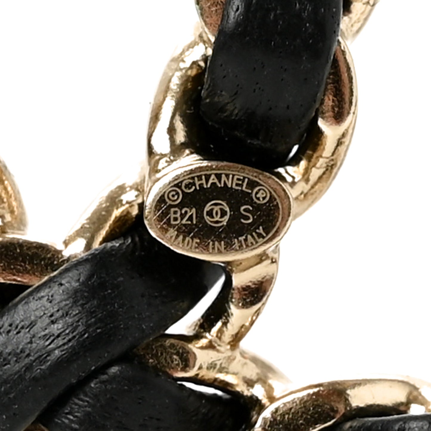 Lambskin Chain CC Brooch Black Gold