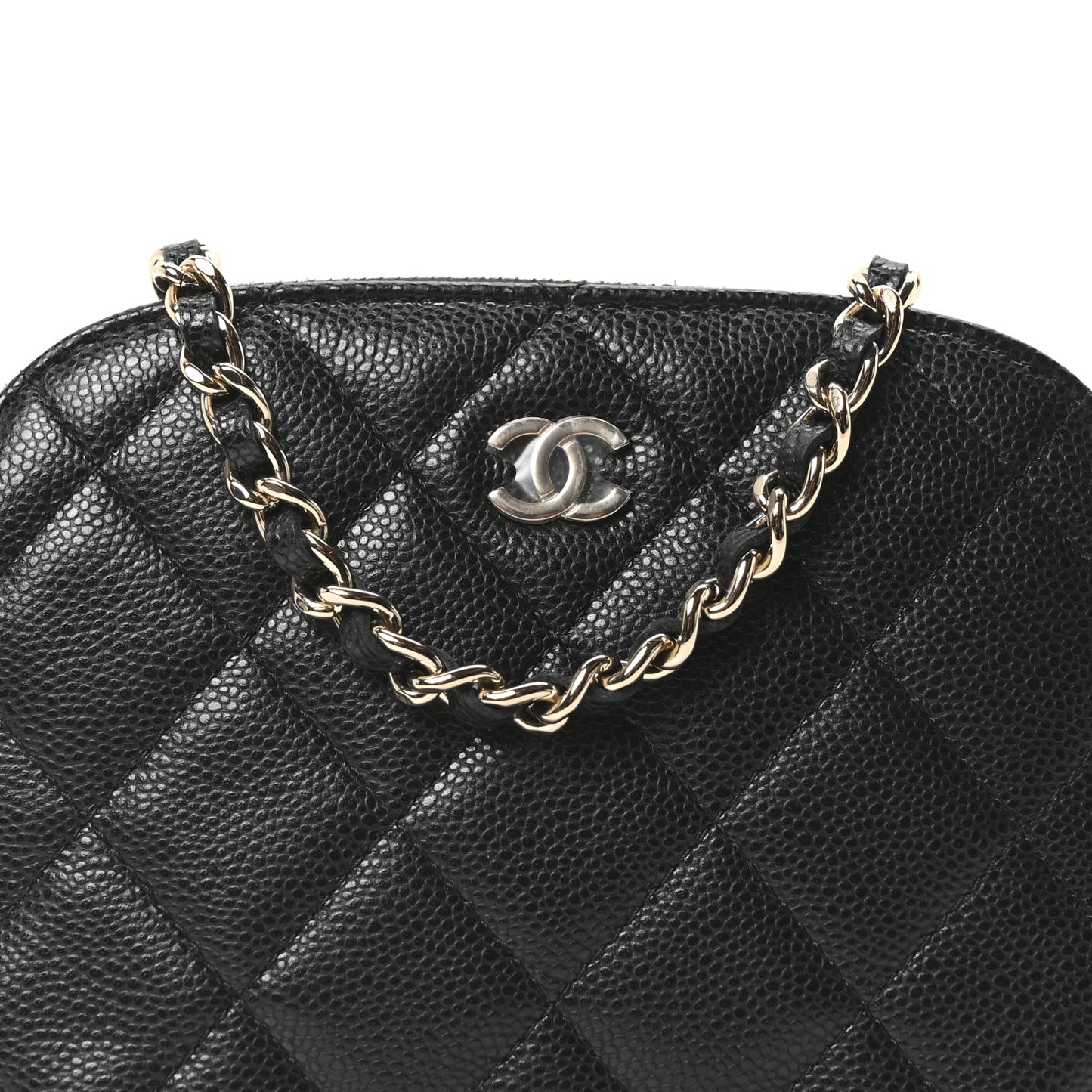 Caviar Quilted Classic Clutch With Chain Black