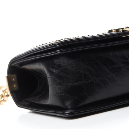 Chanel Crumpled Calfskin Chevron Chain Medium Boy Flap Black 6 of 11
