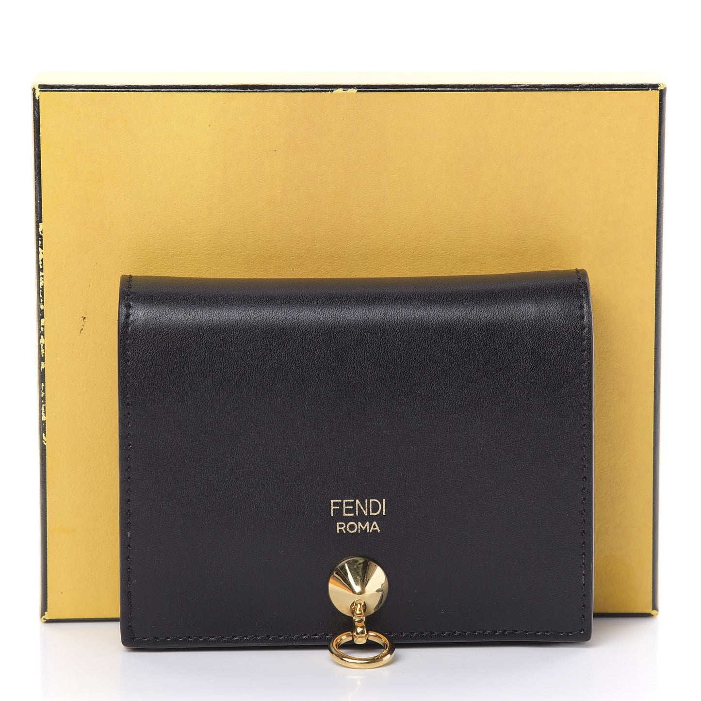 Vitello Liberty Century Lucido By The Way Compact Bi-Fold Wallet Black