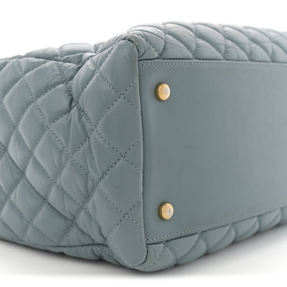 Chanel Aged Calfskin Quilted Large Coco Handle ShoppingTote Blue 10 of 16