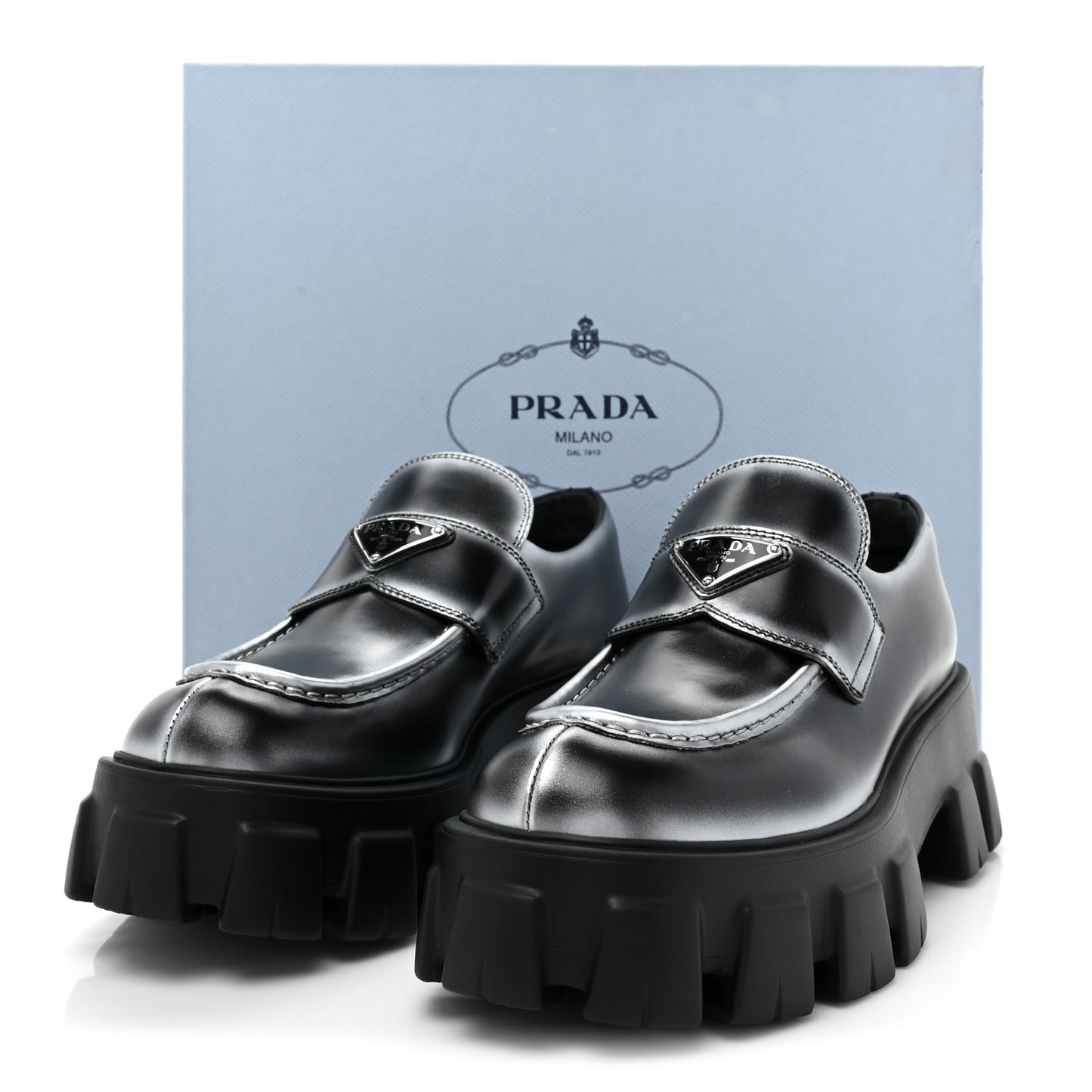 Spazzolato Rois Triangle Monolith 55mm Loafers 39.5 Black Argento