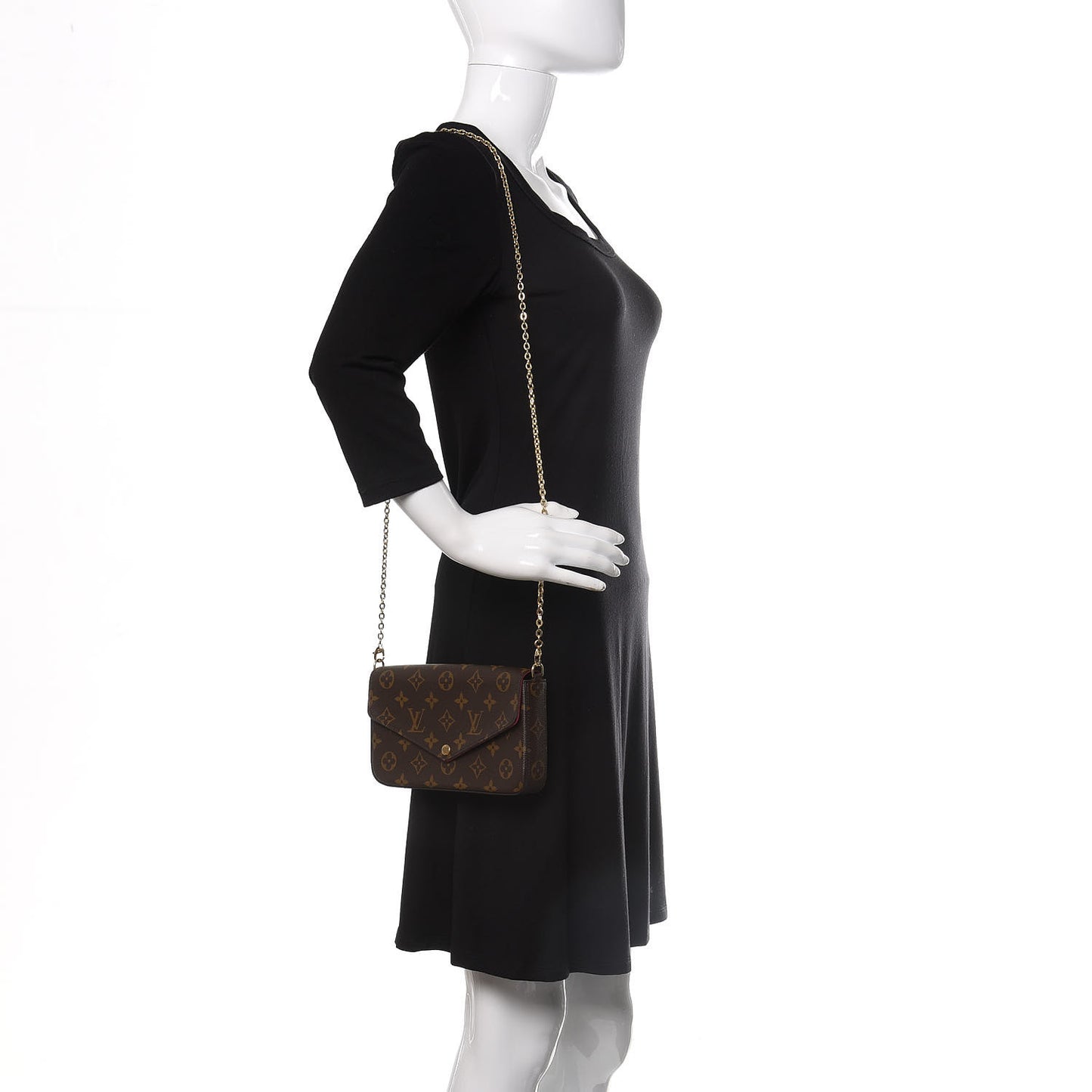 Monogram Pochette Felicie Chain Wallet Fuchsia