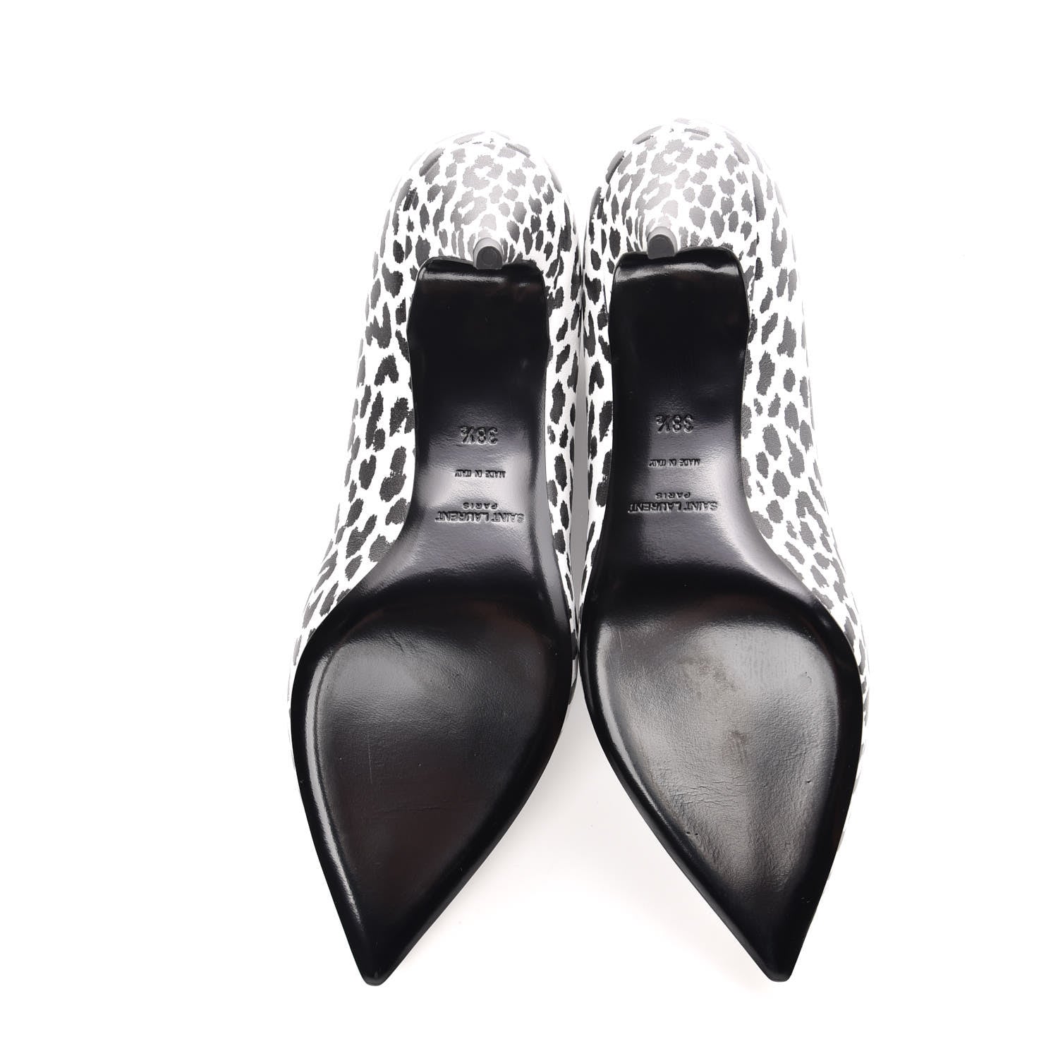Saint Laurent Soft Calfskin Baby Cat Paris 50 Pumps 38.5 Bianco White Black 7 of 12