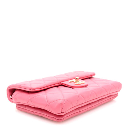 Chanel Lambskin Quilted CC Pocket Clutch With Chain Pink 4 of 19