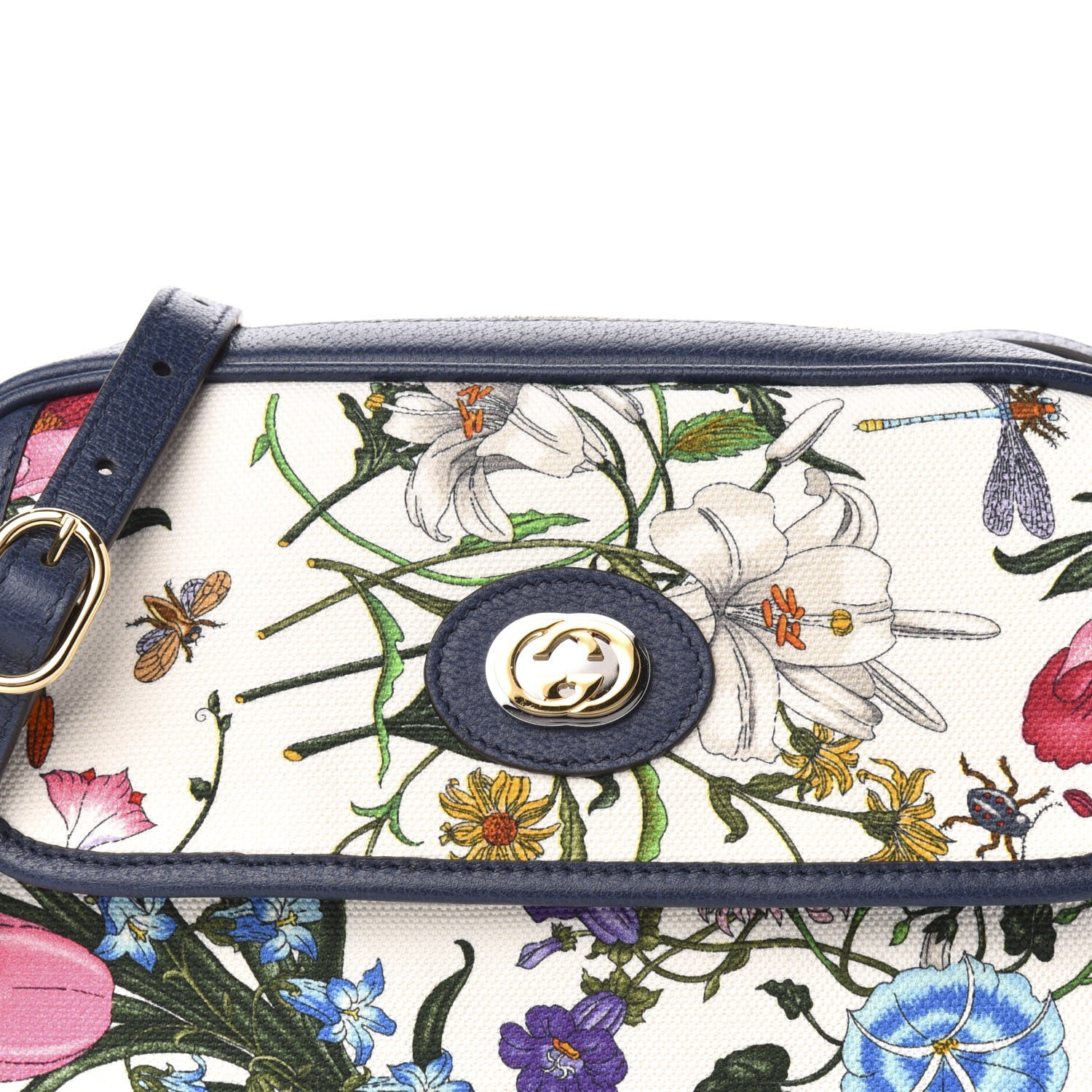 Gucci Canvas Flora Floral Shoulder Bag White Blue Agata Mulitcolor 11 of 11