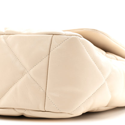 Chanel Goatskin Quilted Maxi Chanel 19 Flap Beige 10 of 11