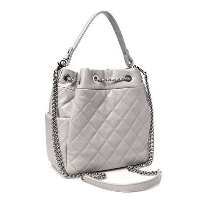 Chanel Caviar Quilted Small Chain Bucket Bag Light Gray 3 of 15