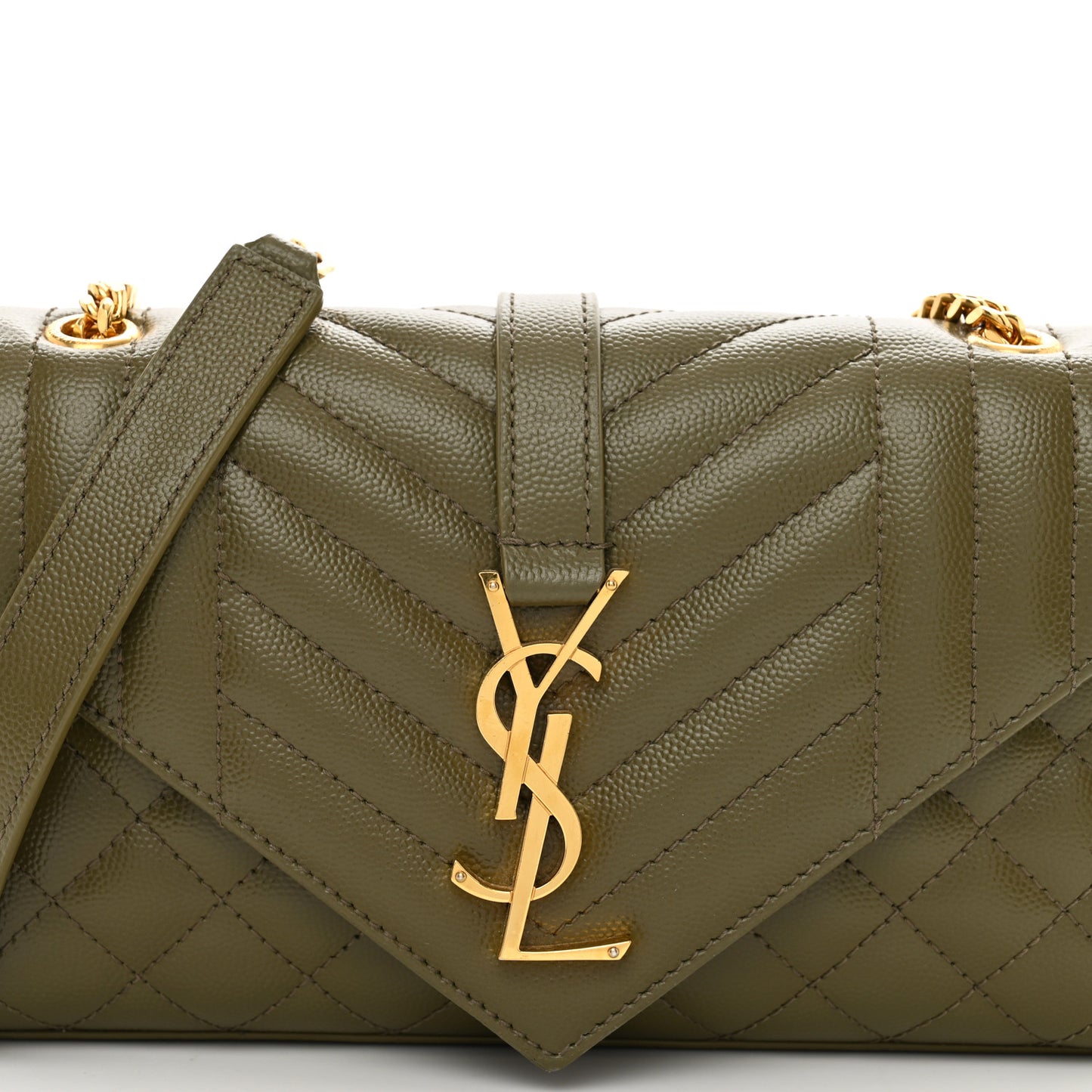 Grain De Poudre Textured Mixed Matelasse Triquilt Small Monogram Satchel Dark Green