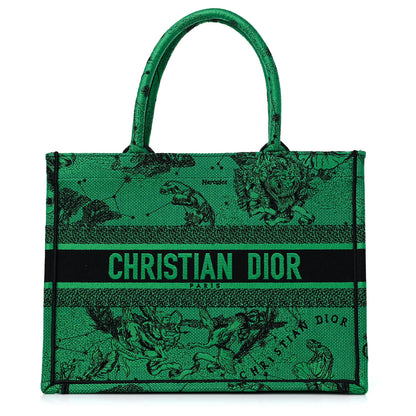 Christian Dior Canvas Embroidered Medium Zodiac Toile De Jouy Book Tote Green 1 of 10
