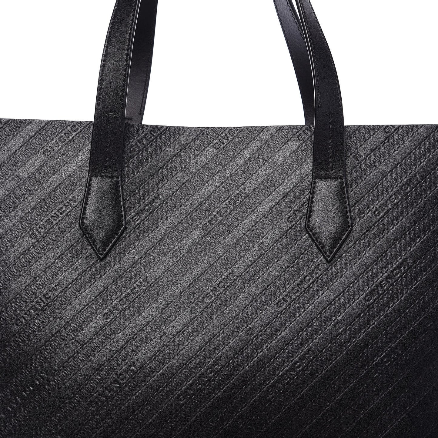 Calfskin Chain Embossed Medium Bond Shopper Tote Black