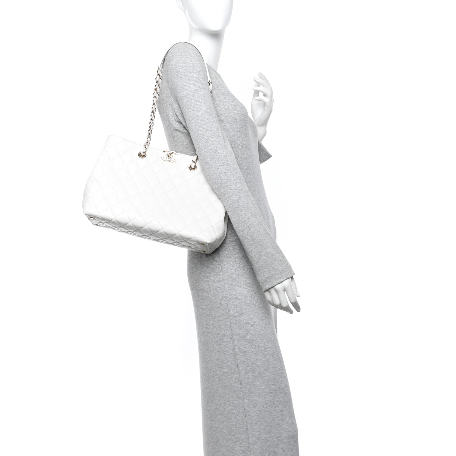 Chanel Caviar Quilted Small Shopping Tote White 2 of 13