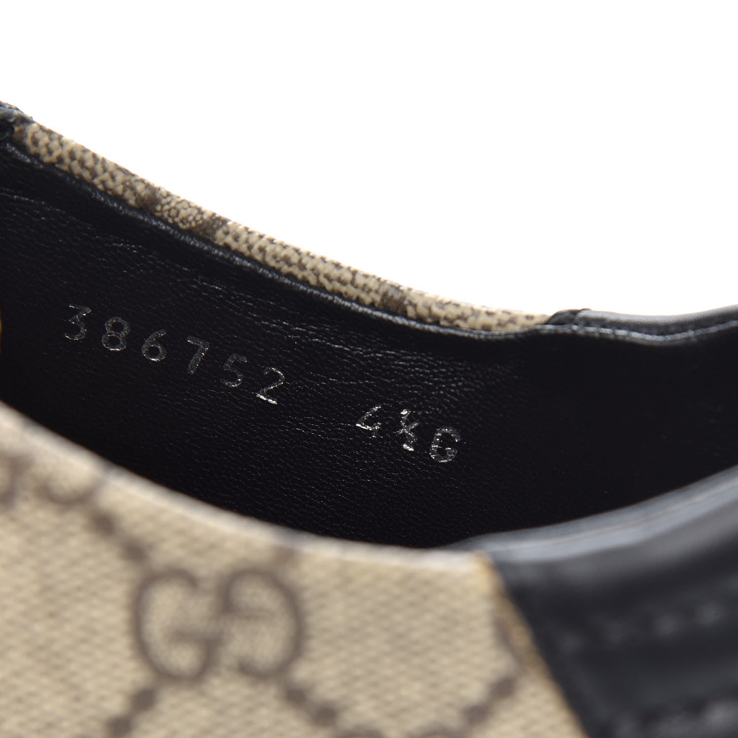 Gucci GG Supreme Monogram Mens Low Top Sneakers 4.5 Black Beige Ebony 7 of 8