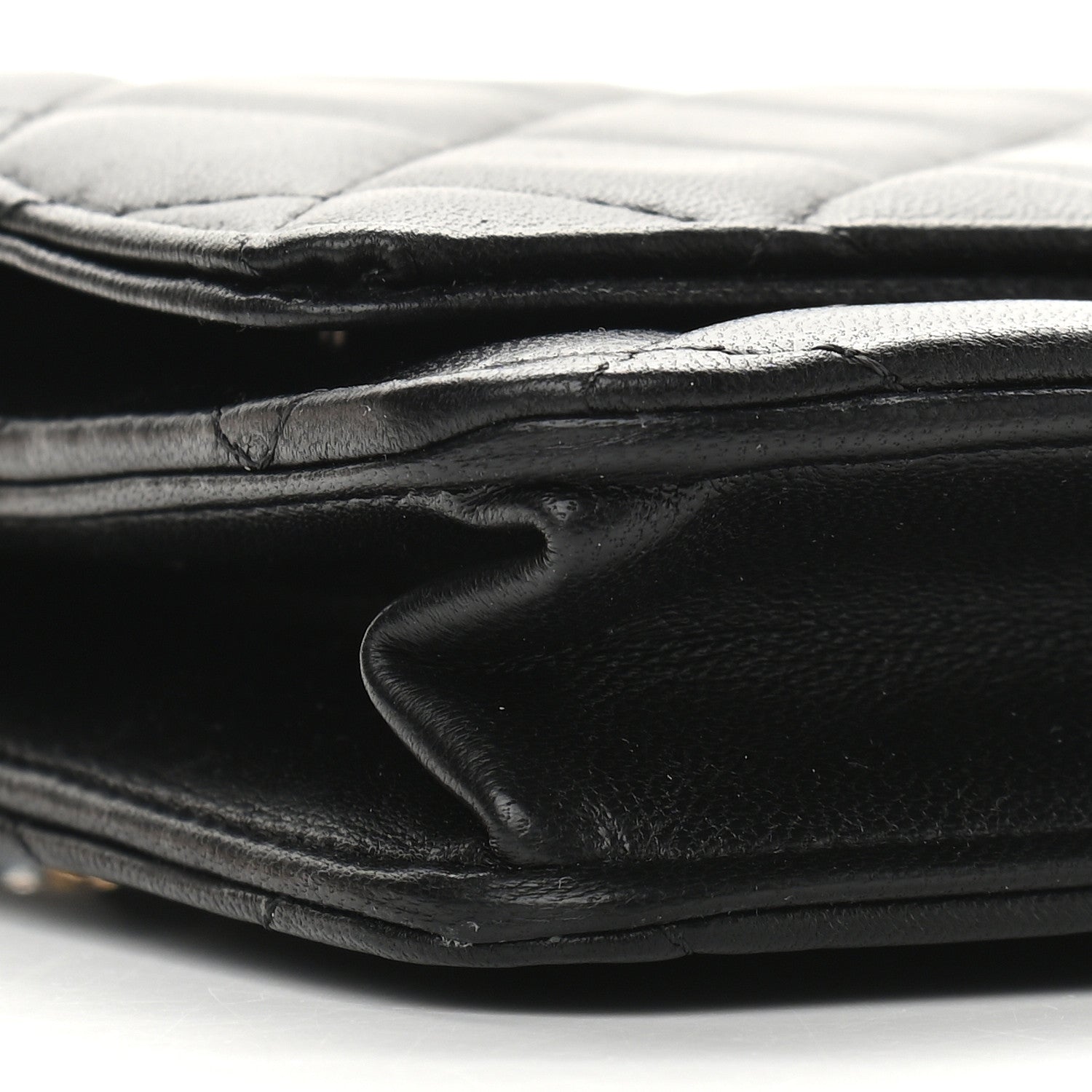 Chanel Lambskin Quilted CC Pearl Crush Wallet on Chain WOC Black 9 of 10