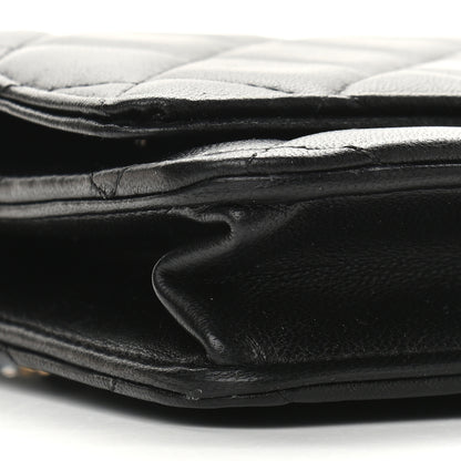 Chanel Lambskin Quilted CC Pearl Crush Wallet on Chain WOC Black 9 of 10