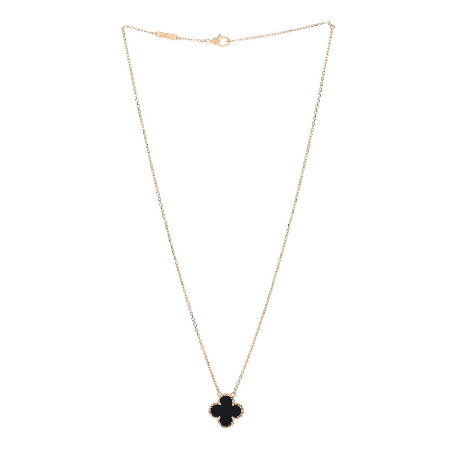 Van Cleef & Arpels 18K Yellow Gold Black Onyx Vintage Alhambra Pendant Necklace 3 of 5