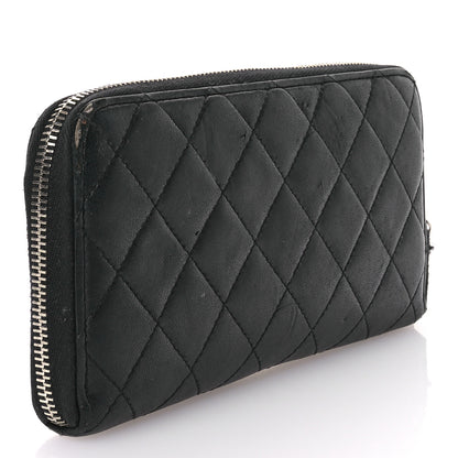 Chanel Lambskin Quilted Large Gusset Zip Around Wallet Black 3 of 11