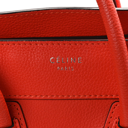 Celine Drummed Calfskin Micro Luggage Vermillion 7 of 17