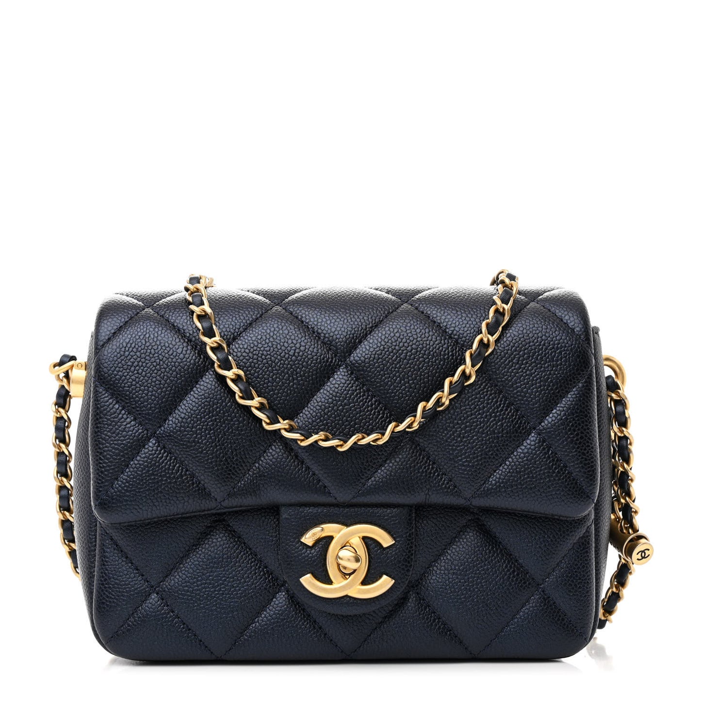 Iridescent Caviar Quilted Mini My Perfect Flap Black