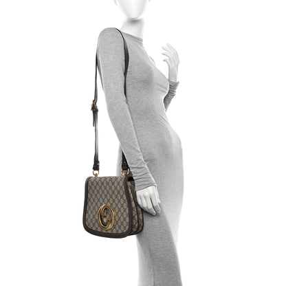 Gucci GG Supreme Monogram Textured Dollar Calfskin Web Medium Blondie Top Handle Shoulder Flap Bag Beige Ebony New Acero 2 of 11