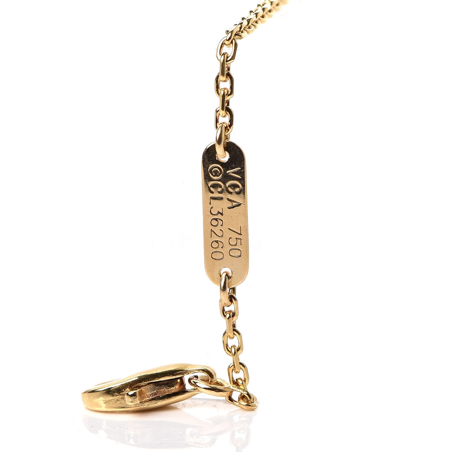 18K Yellow Gold Black Onyx Vintage Alhambra Pendant Necklace