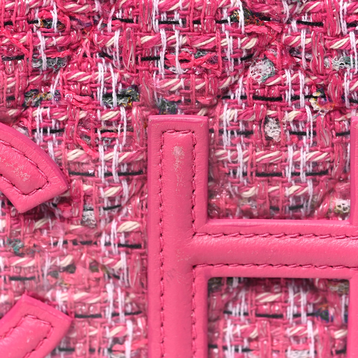 Tweed PVC Lambskin Wristlet Pouch Pink