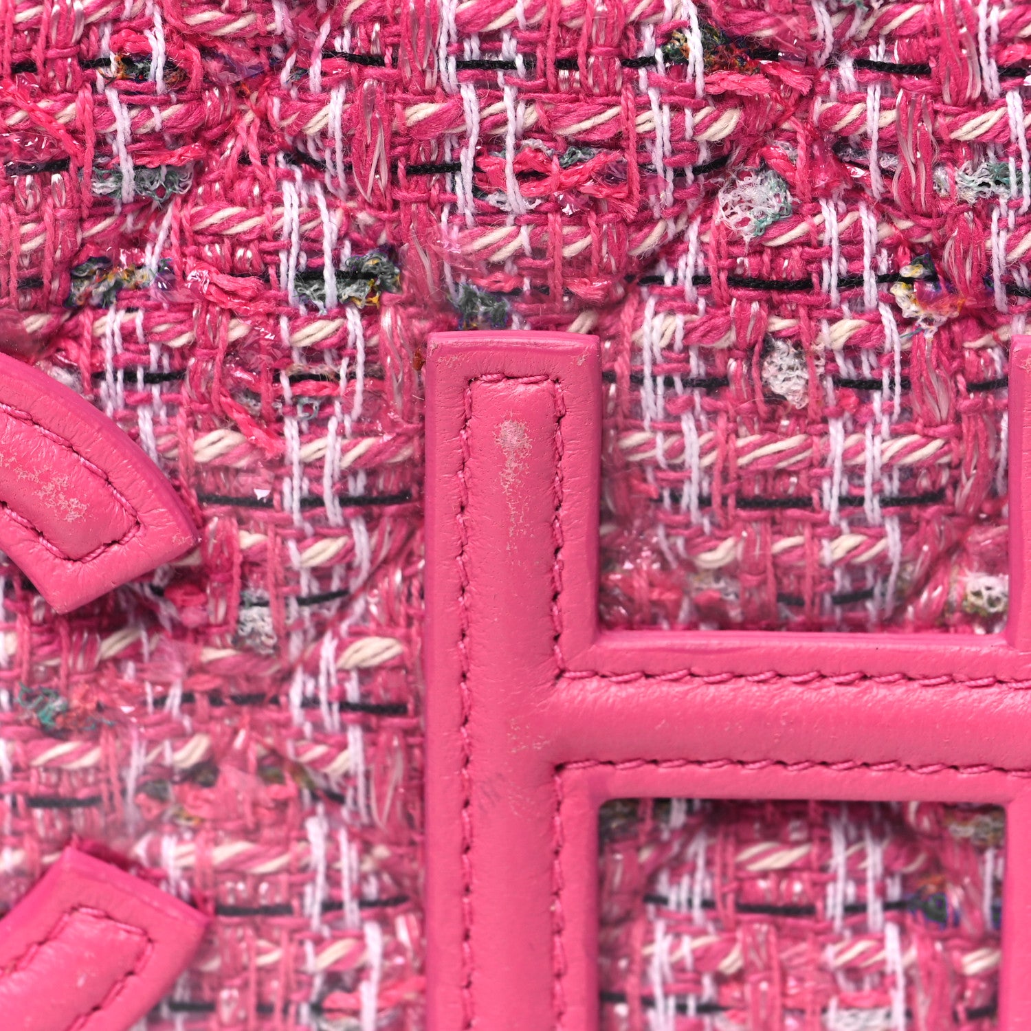 Chanel Tweed PVC Lambskin Wristlet Pouch Pink 11 of 15