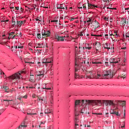 Chanel Tweed PVC Lambskin Wristlet Pouch Pink 11 of 15