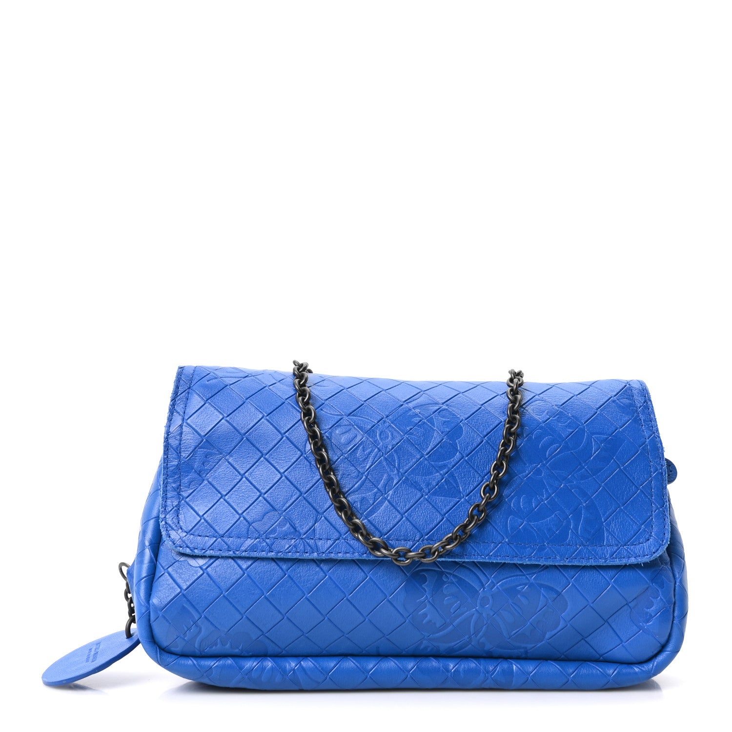 Bottega Veneta Calfskin Intrecciomirage Embossed Butterfly Small Chain Crossbody Signal Blue 1 of 10