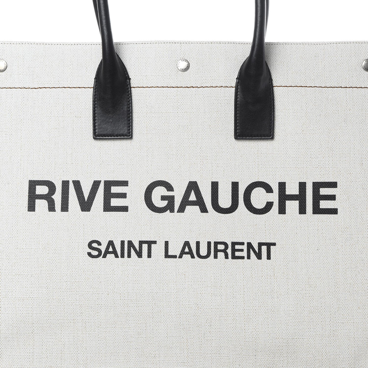 Saint Laurent Linen Calfskin Rive Gauche Tote Optic White 8 of 11