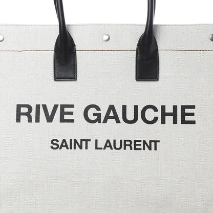 Saint Laurent Linen Calfskin Rive Gauche Tote Optic White 8 of 11