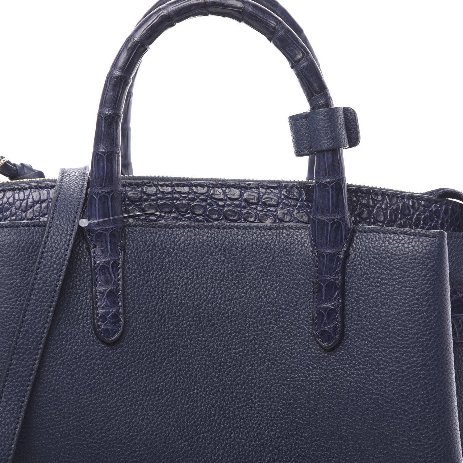 Nancy Gonzalez Calfskin Crocodile Cristie Satchel Navy 10 of 12