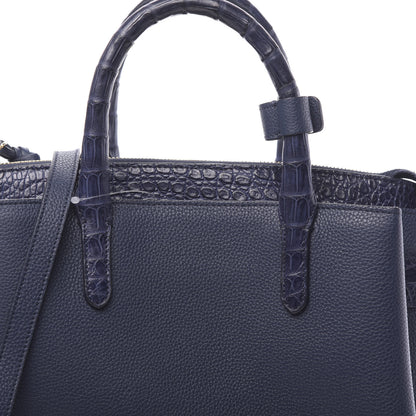 Nancy Gonzalez Calfskin Crocodile Cristie Satchel Navy 10 of 12