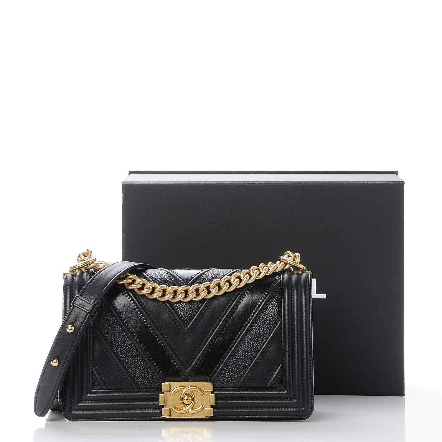 Chanel Caviar Suede Calfskin Chevron Medium Boy Flap Black 13 of 13