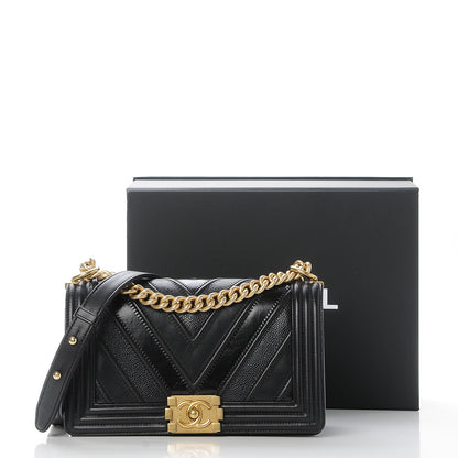 Chanel Caviar Suede Calfskin Chevron Medium Boy Flap Black 13 of 13