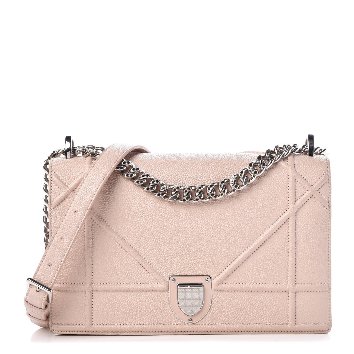 Grained Calfskin Medium Diorama Flap Bag Nude