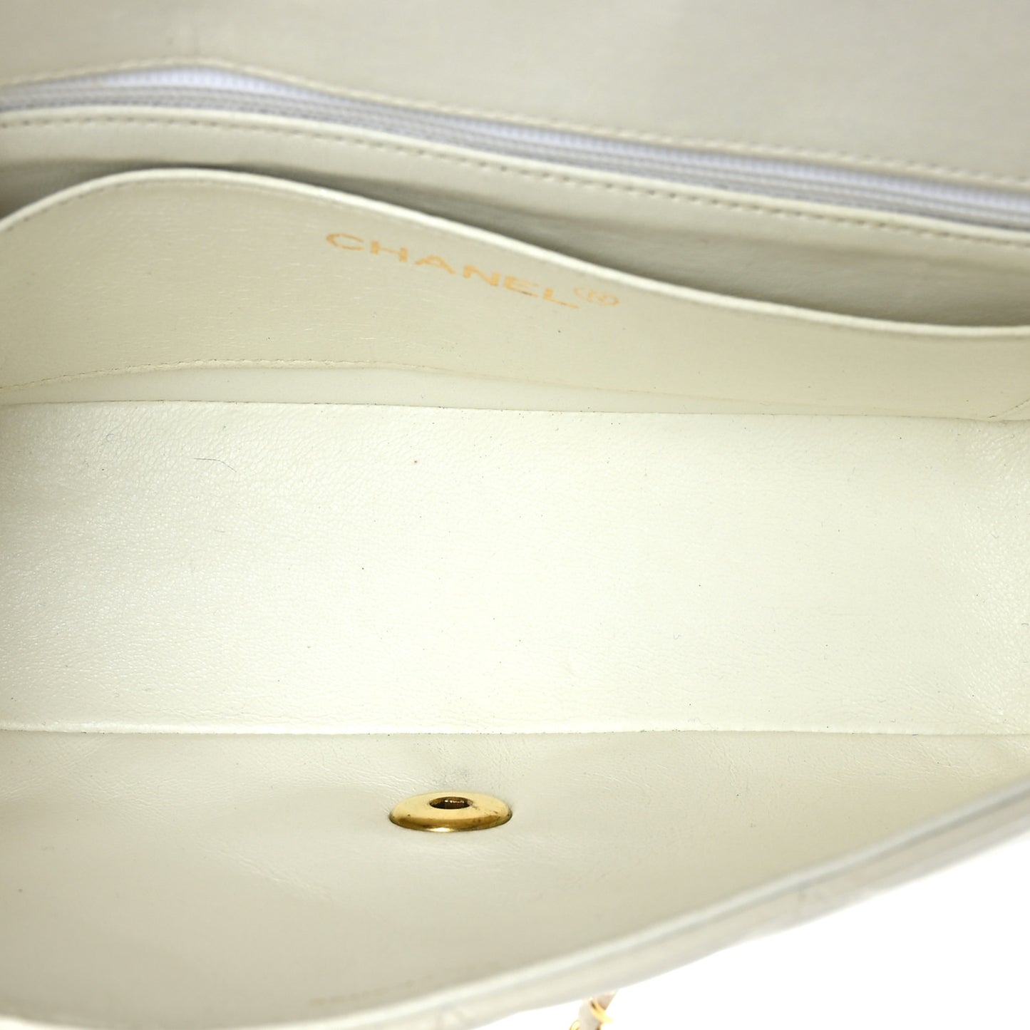 Lambskin Quilted Small Single Flap White
