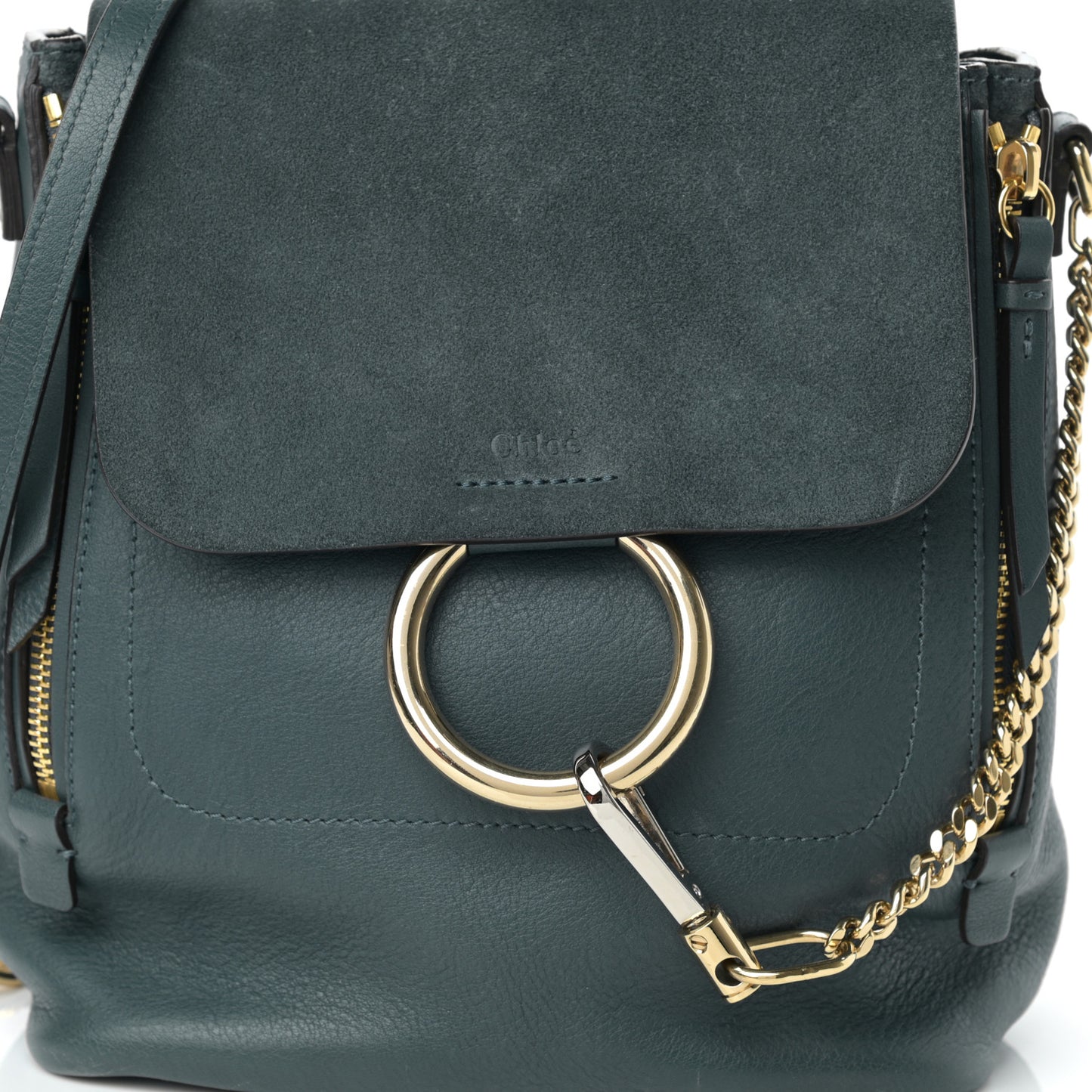 Suede Calfskin Small Faye Backpack Silver Blue