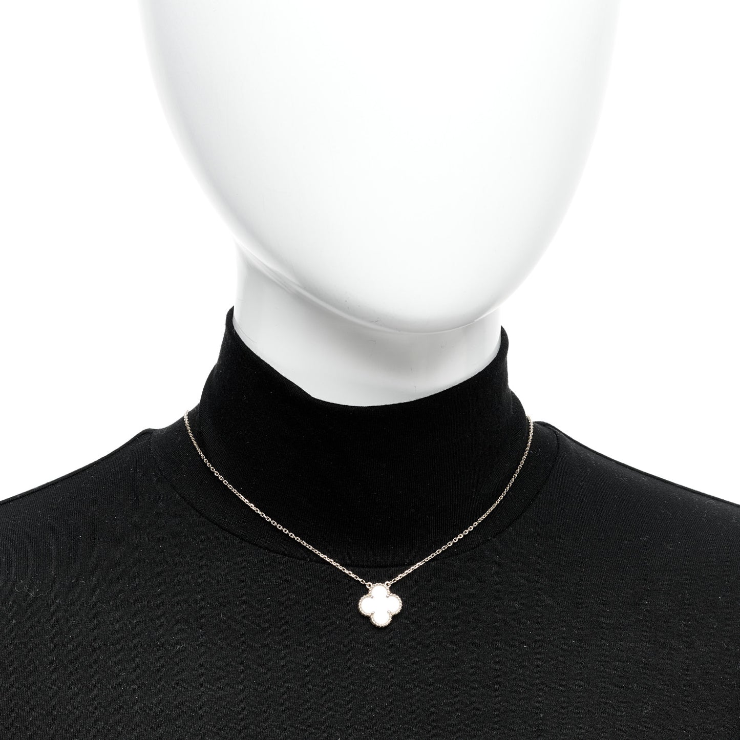 18K Yellow Gold Mother of Pearl Vintage Alhambra Pendant Necklace
