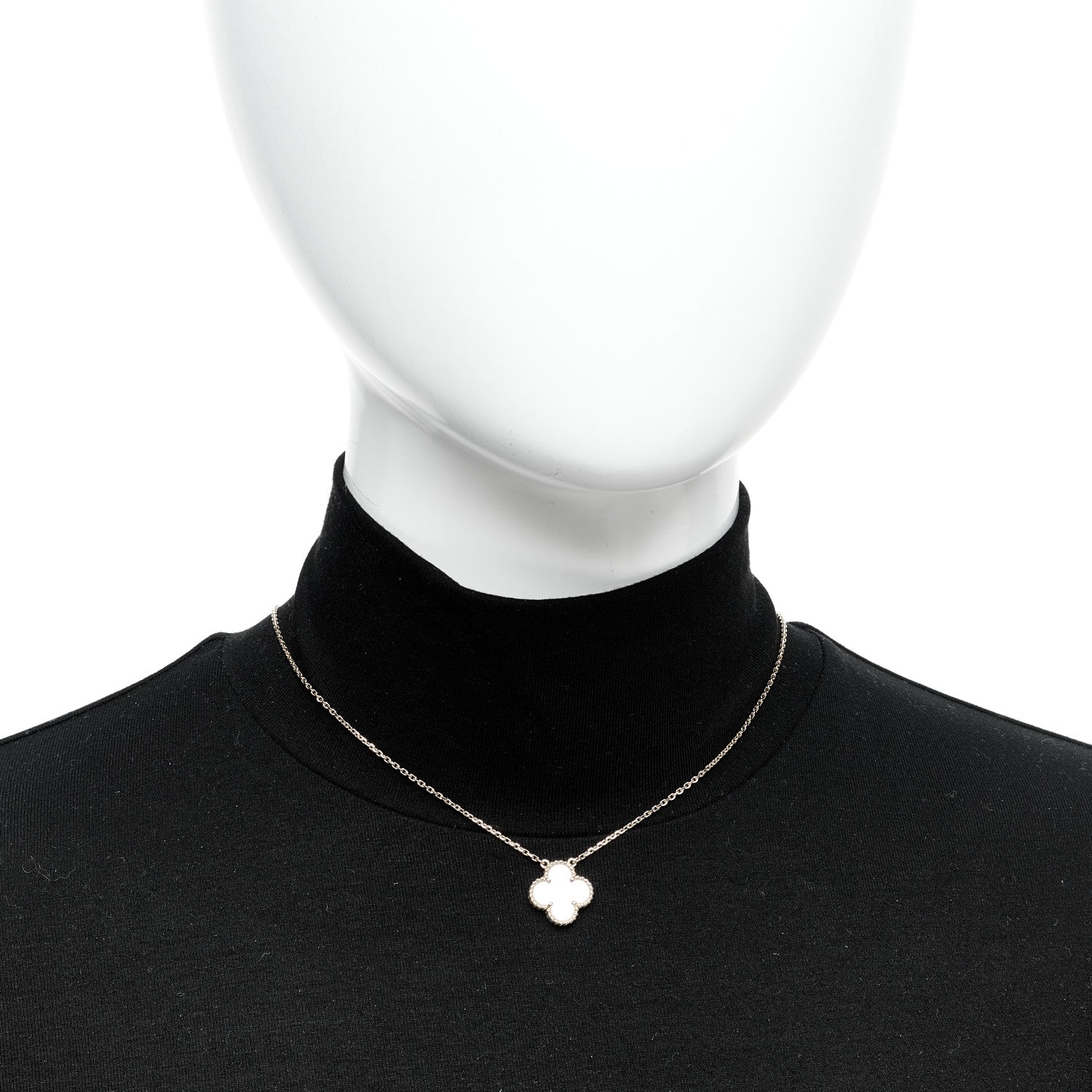 Van Cleef & Arpels 18K Yellow Gold Mother of Pearl Vintage Alhambra Pendant Necklace 2 of 6