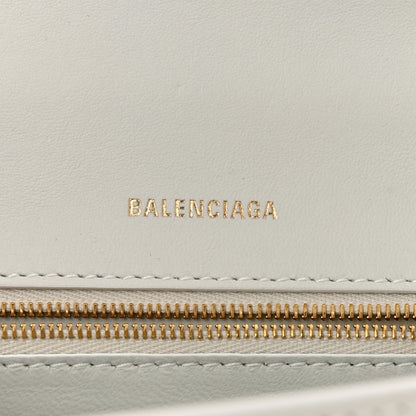 Balenciaga Shiny Calfskin Crocodile Embossed Tonal B Hourglass Stretch Top Handle Bag White 6 of 11