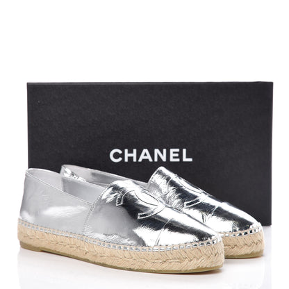 Chanel Laminated Goatskin CC Espadrilles 39 Silver 11 of 11