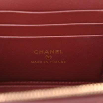 Chanel Lambskin Quilted Metal Small Top Handle Vanity Case With Chain Burgundy 6 of 11