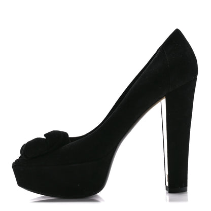 Louis Vuitton Suede Peep Toe Pumps 40 Black 1 of 10
