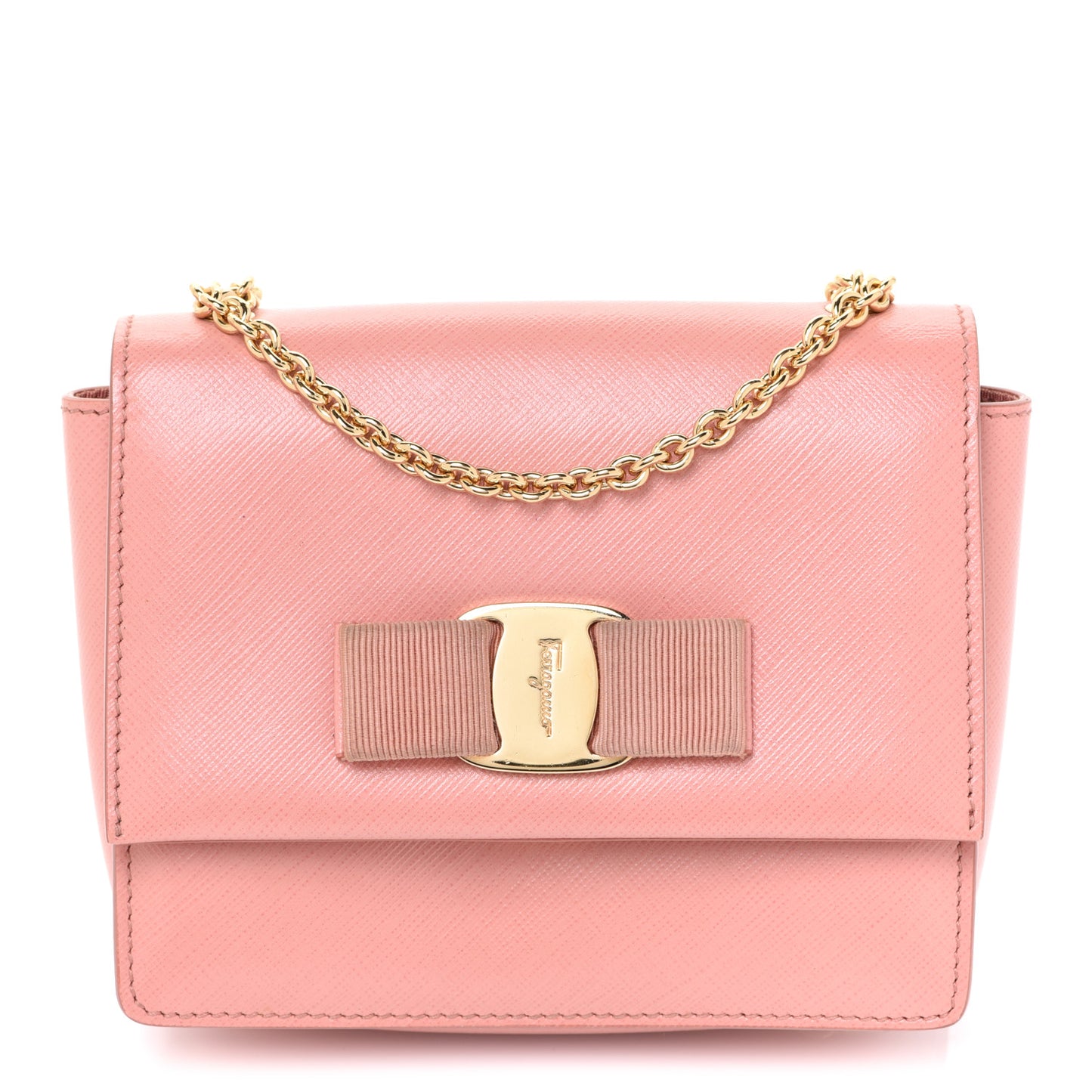 Hammered Calfskin Mini Vara Bow Crossbody Bag Pink